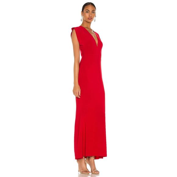 NEW Size S Norma Kamali x REVOLVE V Neck Rectangle Gown Red REVOLVE MSRP $175 - Picture 2 of 7